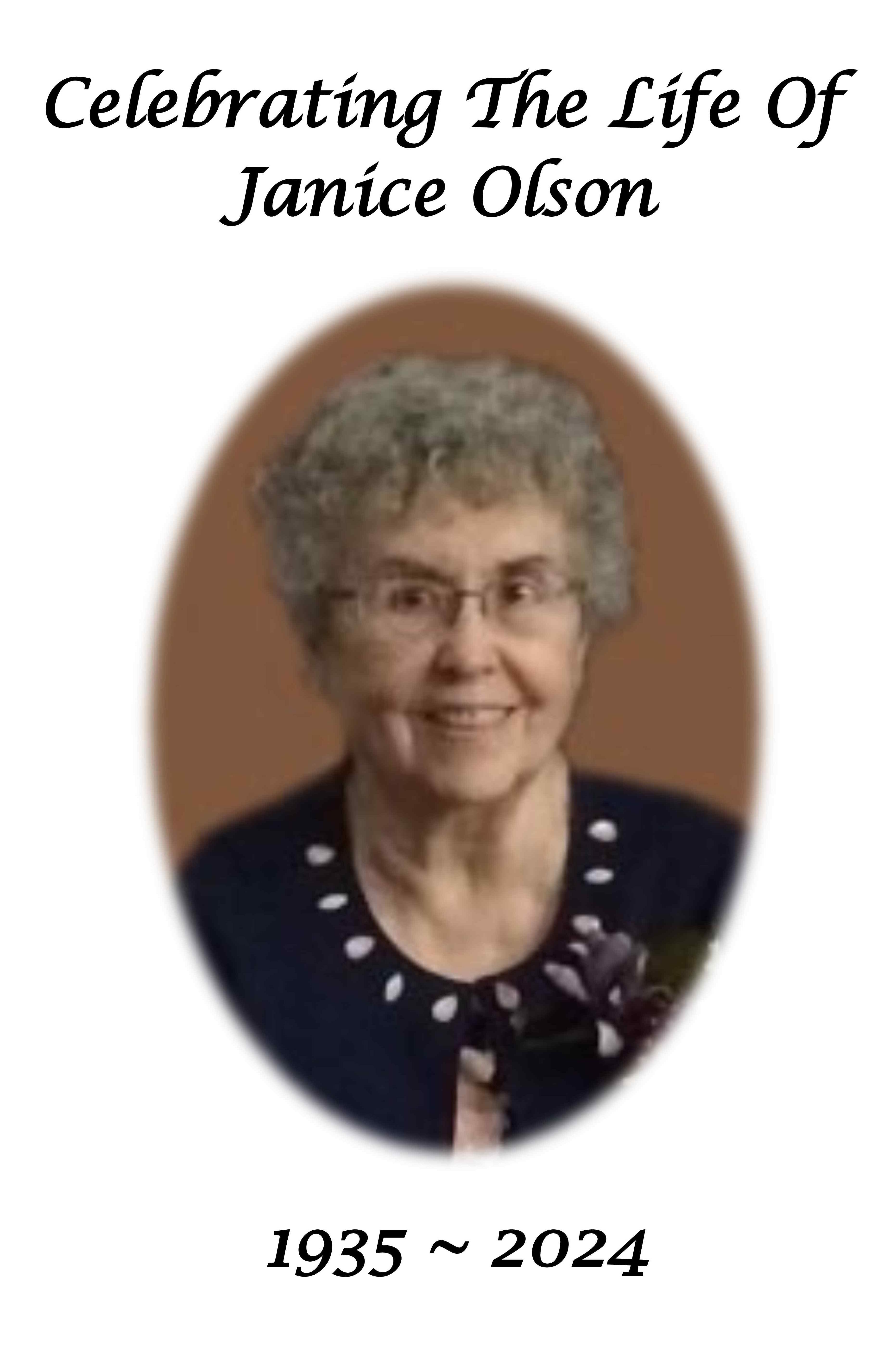 Obituary Janice Olson of Lisbon, North Dakota DAHLSTROM FUNERAL HOME
